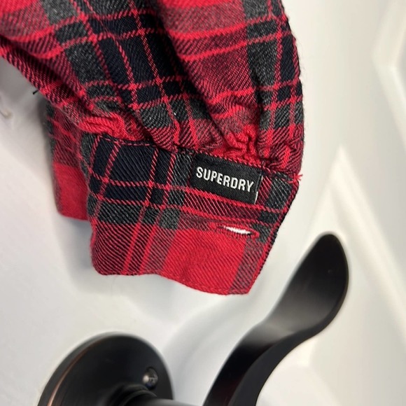 Superdry Vintage Ruffle Trim Check Long Sleeve Shirt Size 6 US - Picture 14 of 14